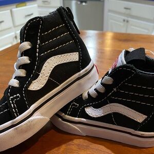 Vans Kids Black and White High-Top Sneakers